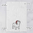 English Bulldog Doodled Santa Hat Dog  Breed Tea Towel - 50+ Breeds