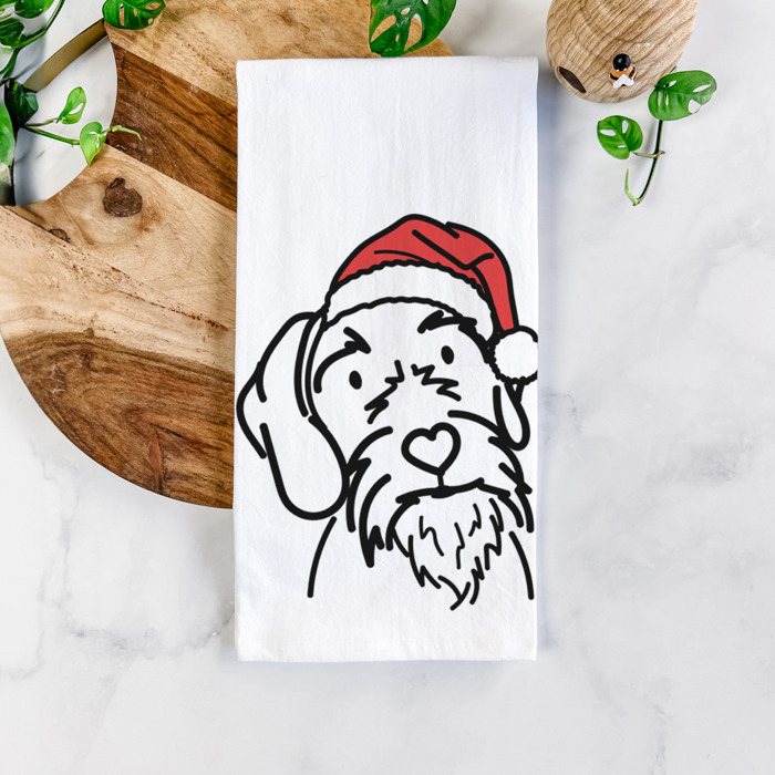 Doodled Santa Hat Dog  Breed Tea Towel - 50+ Breeds