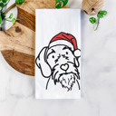 German Wirehaired Pointer Doodled Santa Hat Dog  Breed Tea Towel - 50+ Breeds