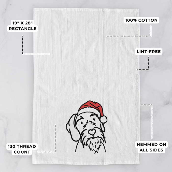 Doodled Santa Hat Dog  Breed Tea Towel - 50+ Breeds