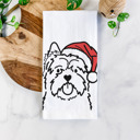 Cairn Terrier Doodled Santa Hat Dog  Breed Tea Towel - 50+ Breeds