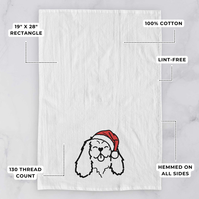Doodled Santa Hat Dog  Breed Tea Towel - 50+ Breeds