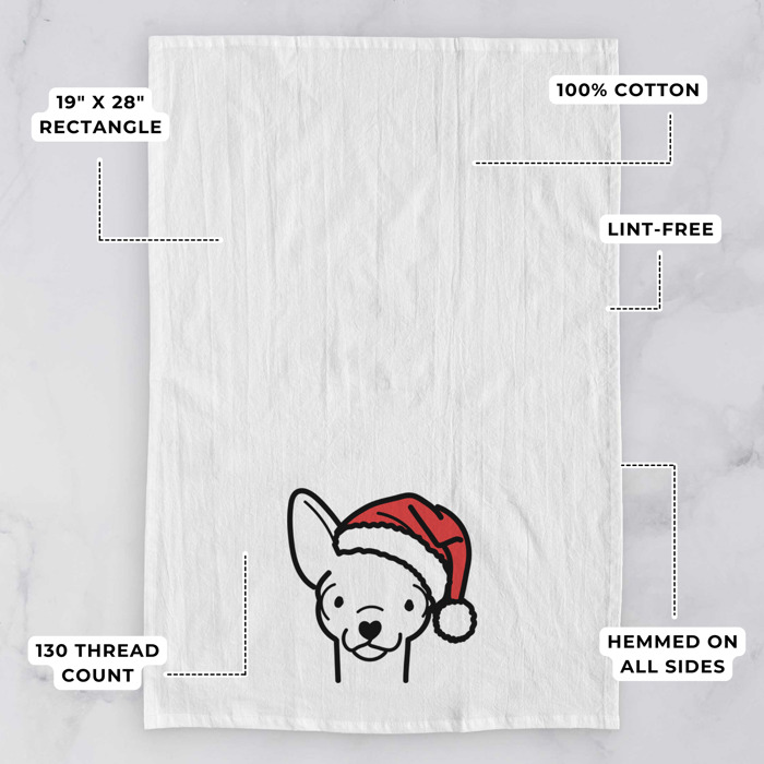 Doodled Santa Hat Dog  Breed Tea Towel - 50+ Breeds