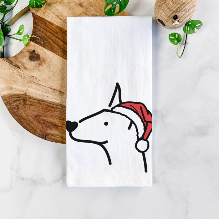 Doodled Santa Hat Dog  Breed Tea Towel - 50+ Breeds