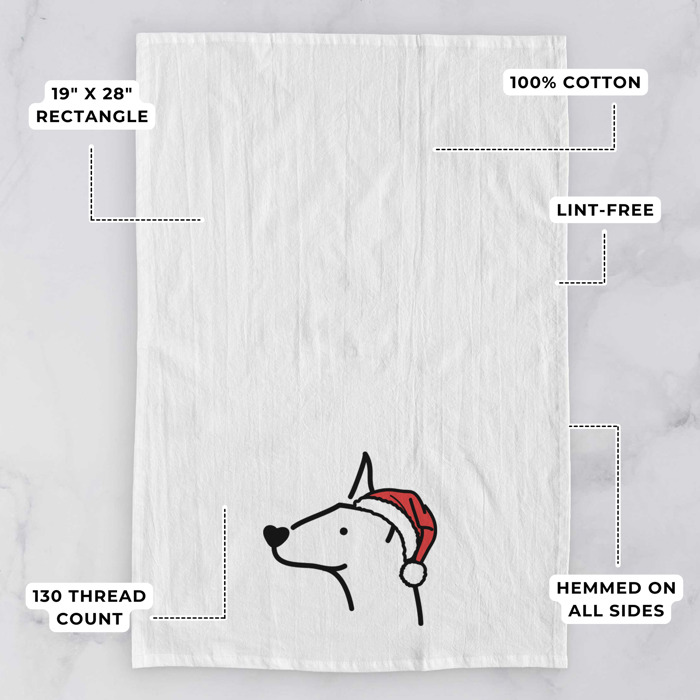 Doodled Santa Hat Dog  Breed Tea Towel - 50+ Breeds