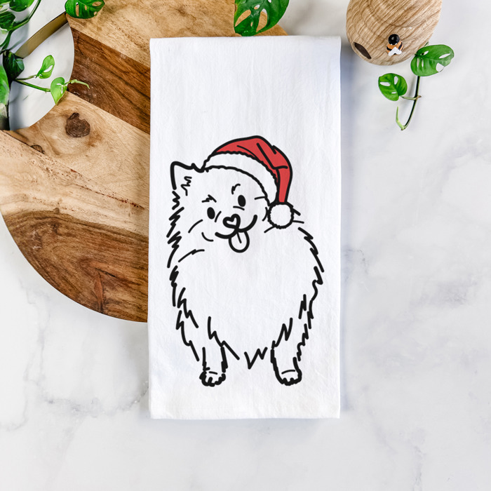 Doodled Santa Hat Dog  Breed Tea Towel - 50+ Breeds