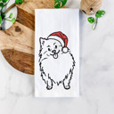 Pomeranian Doodled Santa Hat Dog  Breed Tea Towel - 50+ Breeds