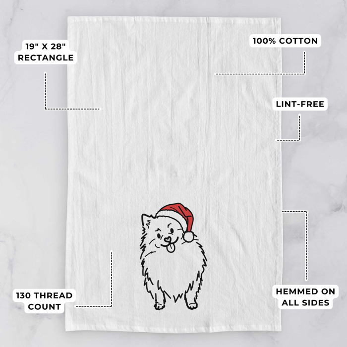 Doodled Santa Hat Dog  Breed Tea Towel - 50+ Breeds