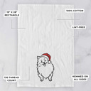 Pomeranian Doodled Santa Hat Dog  Breed Tea Towel - 50+ Breeds