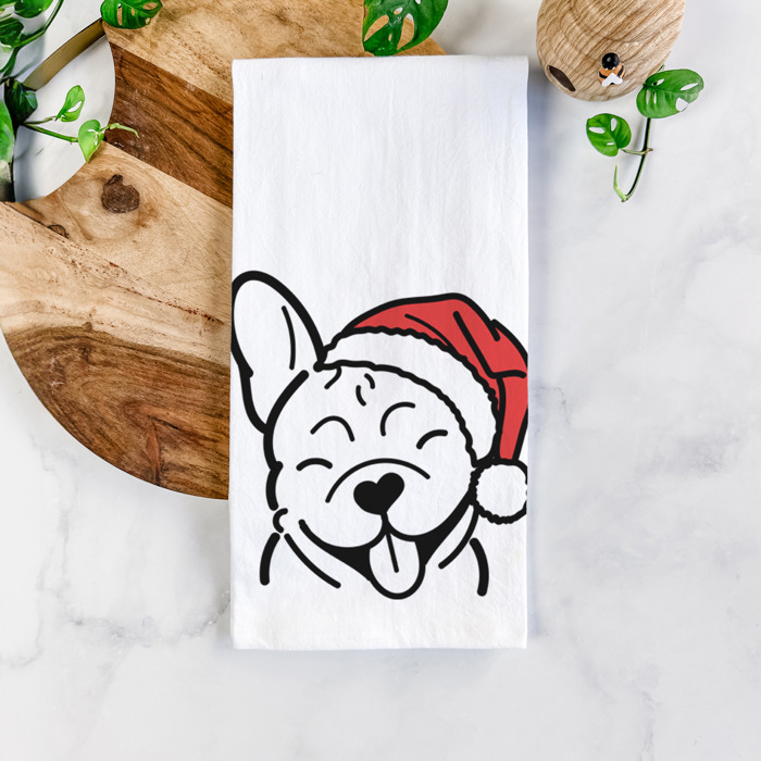 Doodled Santa Hat Dog  Breed Tea Towel - 50+ Breeds