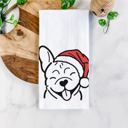 French Bulldog Doodled Santa Hat Dog  Breed Tea Towel - 50+ Breeds