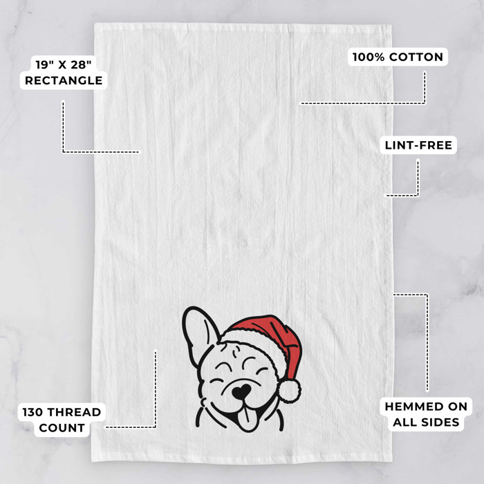 Doodled Santa Hat Dog  Breed Tea Towel - 50+ Breeds