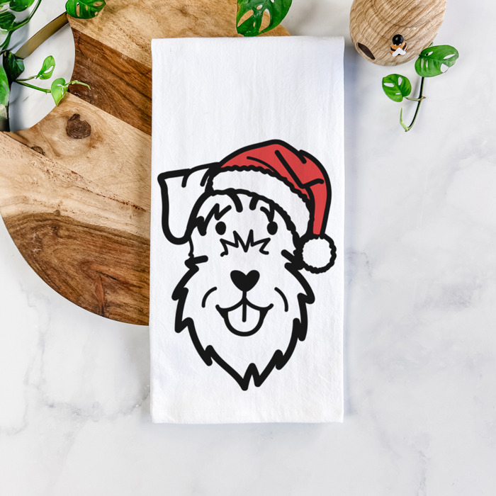 Doodled Santa Hat Dog  Breed Tea Towel - 50+ Breeds