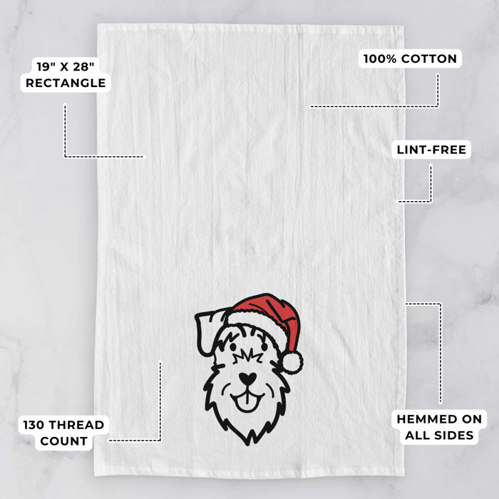 Doodled Santa Hat Dog  Breed Tea Towel - 50+ Breeds