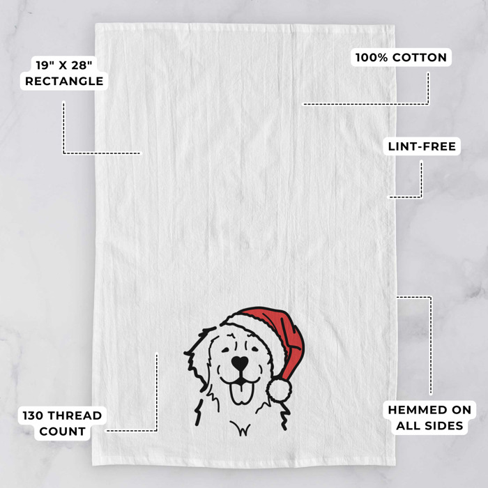 Doodled Santa Hat Dog  Breed Tea Towel - 50+ Breeds
