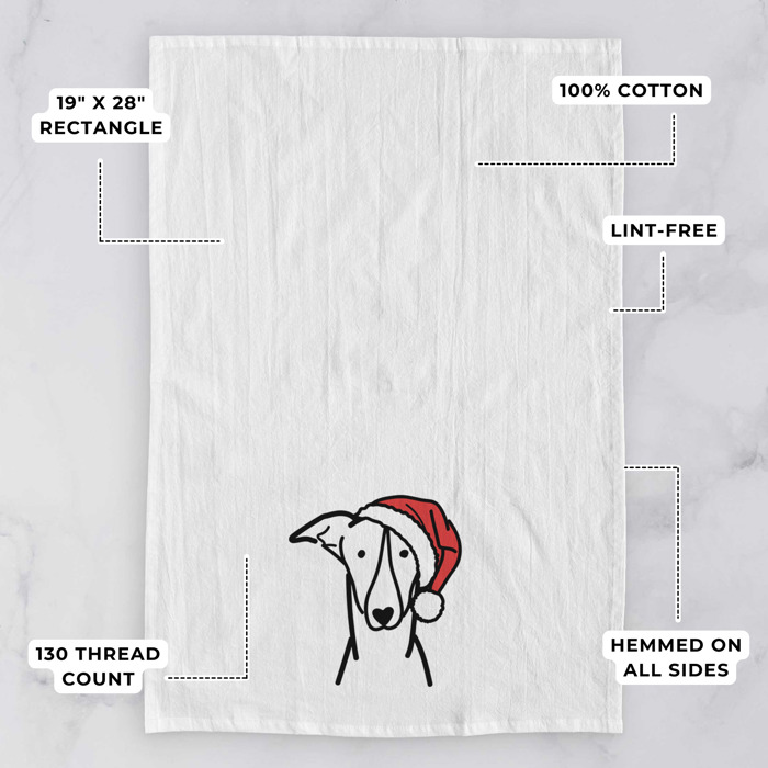 Doodled Santa Hat Dog  Breed Tea Towel - 50+ Breeds