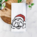 Cavachon Doodled Santa Hat Dog  Breed Tea Towel - 50+ Breeds