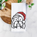 Havanese Doodled Santa Hat Dog  Breed Tea Towel - 50+ Breeds