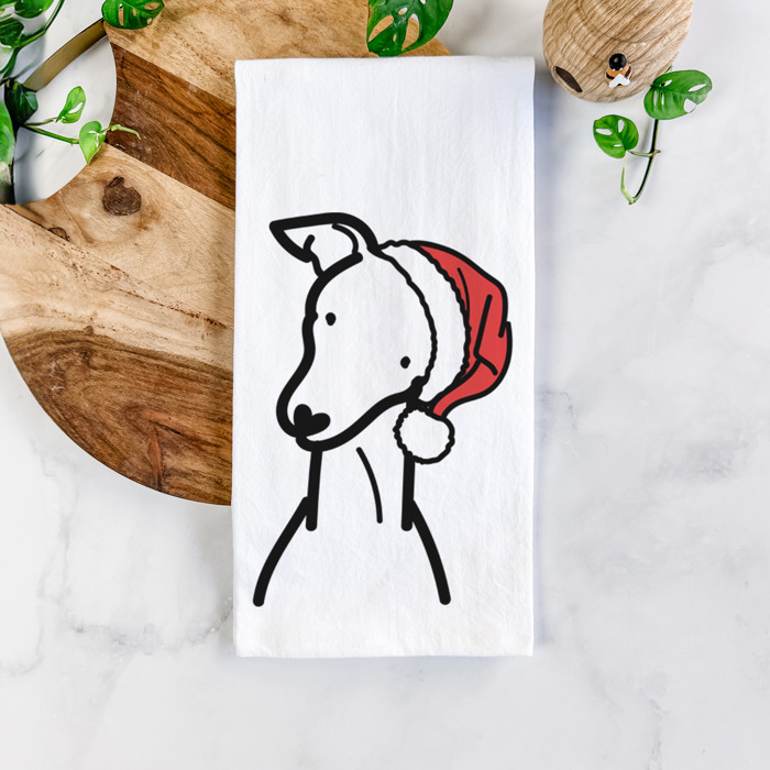 Doodled Santa Hat Dog  Breed Tea Towel - 50+ Breeds