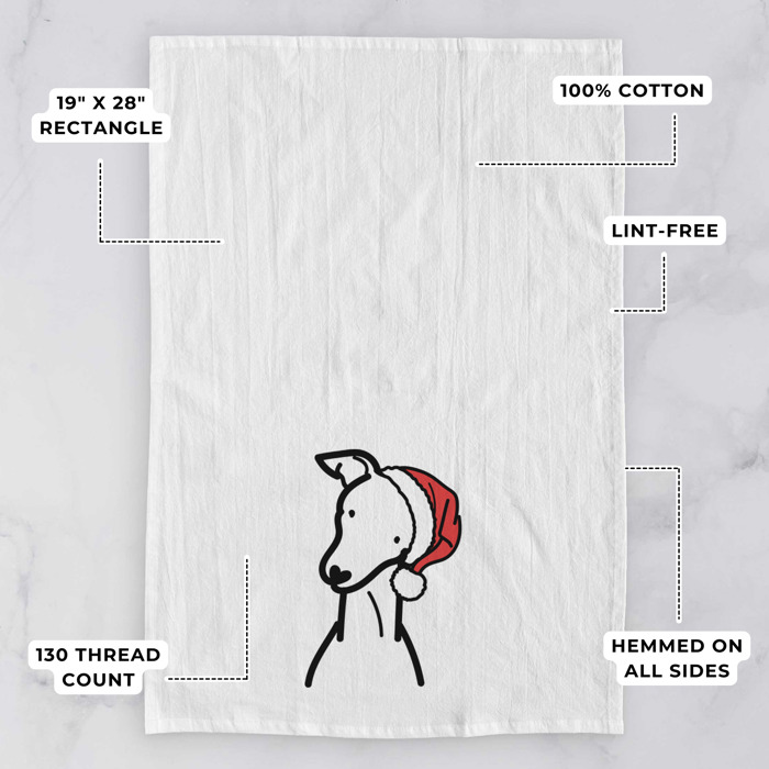 Doodled Santa Hat Dog  Breed Tea Towel - 50+ Breeds