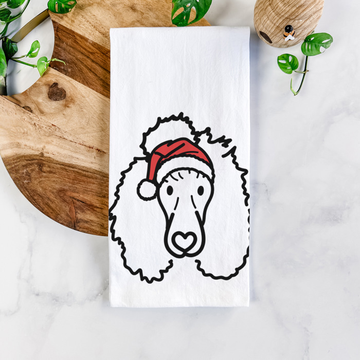 Doodled Santa Hat Dog  Breed Tea Towel - 50+ Breeds