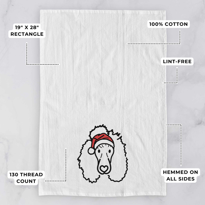 Doodled Santa Hat Dog  Breed Tea Towel - 50+ Breeds