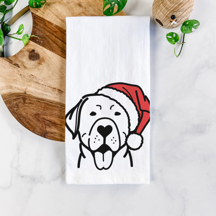 Doodled Santa Hat Dog  Breed Tea Towel - 50+ Breeds