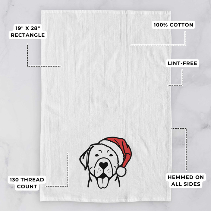 Doodled Santa Hat Dog  Breed Tea Towel - 50+ Breeds