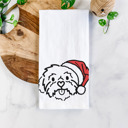 Shih Tzu Doodled Santa Hat Dog  Breed Tea Towel - 50+ Breeds