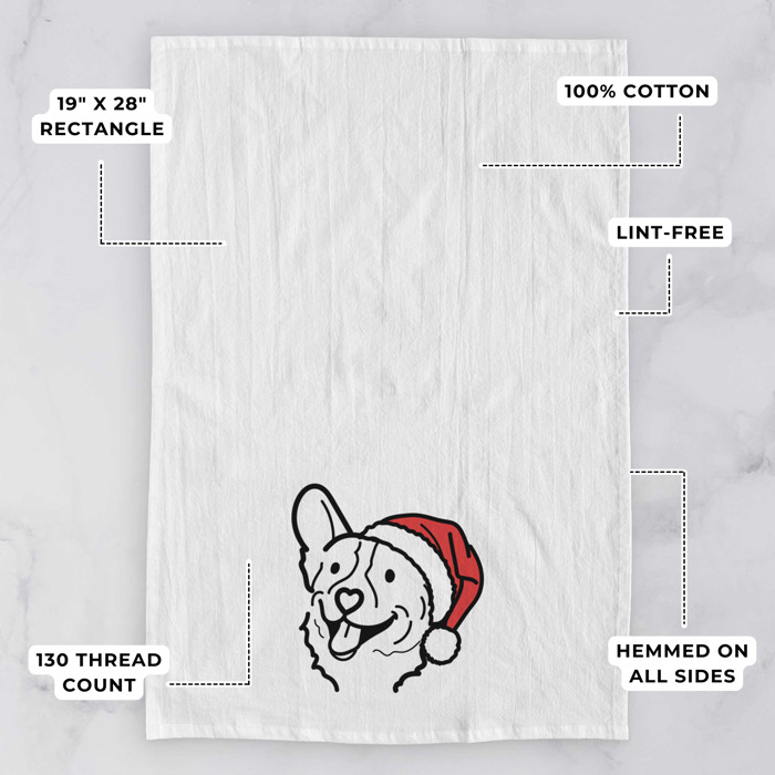 Doodled Santa Hat Dog  Breed Tea Towel - 50+ Breeds