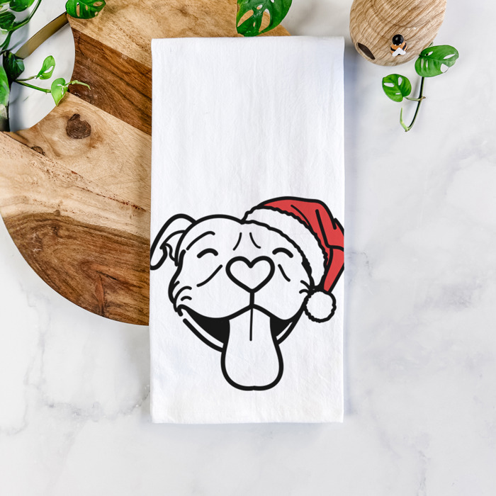 Doodled Santa Hat Dog  Breed Tea Towel - 50+ Breeds