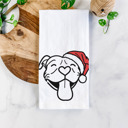 Pitbull Doodled Santa Hat Dog  Breed Tea Towel - 50+ Breeds