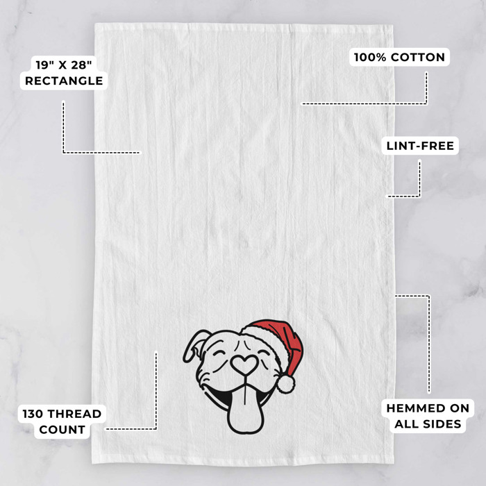Doodled Santa Hat Dog  Breed Tea Towel - 50+ Breeds