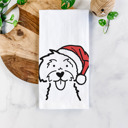 Maltese Doodled Santa Hat Dog  Breed Tea Towel - 50+ Breeds