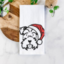 Mini Schnauzer Doodled Santa Hat Dog  Breed Tea Towel - 50+ Breeds