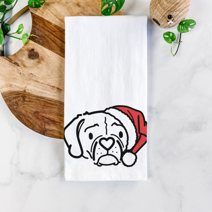 Doodled Santa Hat Dog  Breed Tea Towel - 50+ Breeds