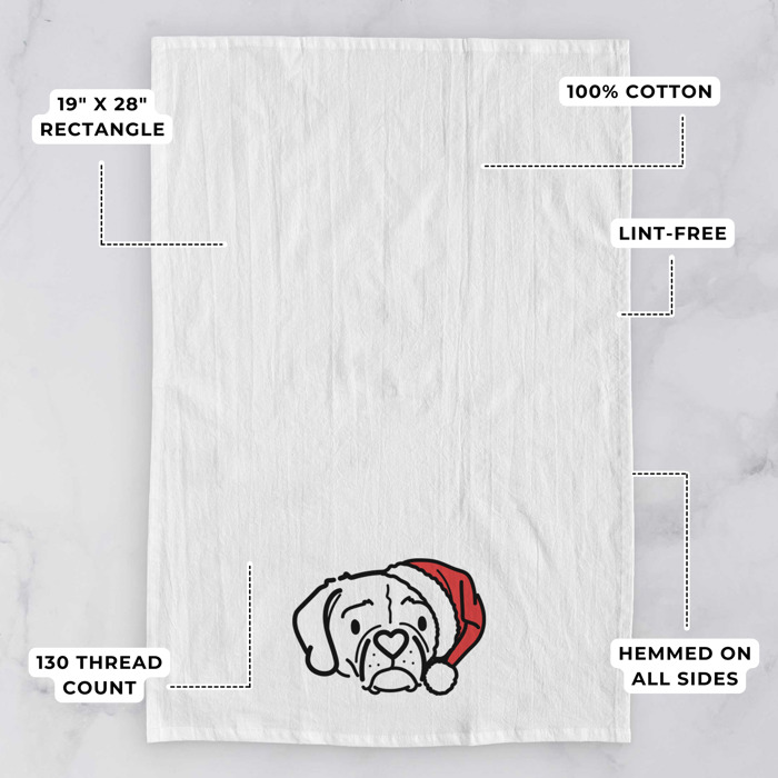 Doodled Santa Hat Dog  Breed Tea Towel - 50+ Breeds