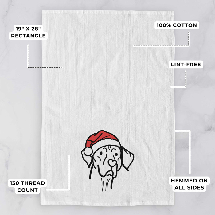 Doodled Santa Hat Dog  Breed Tea Towel - 50+ Breeds