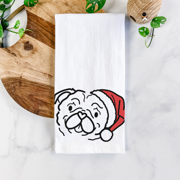 Doodled Santa Hat Dog  Breed Tea Towel - 50+ Breeds