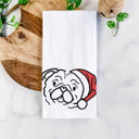 Pug Doodled Santa Hat Dog  Breed Tea Towel - 50+ Breeds