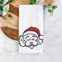 Toy Poodle Doodled Santa Hat Dog  Breed Tea Towel - 50+ Breeds