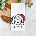 Schnoodle Doodled Santa Hat Dog  Breed Tea Towel - 50+ Breeds
