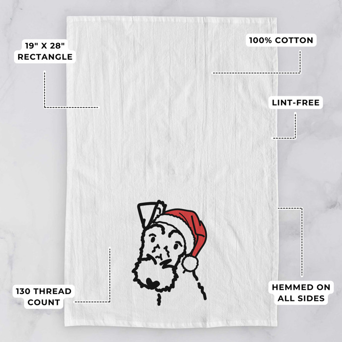 Doodled Santa Hat Dog  Breed Tea Towel - 50+ Breeds