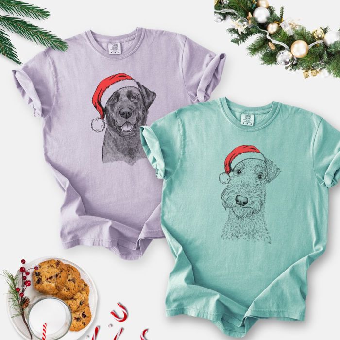 Santa Dog Breed Comfort Colors T-shirts - 40+ Dog Breeds