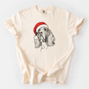 Medium Ivory - Basset Hound Santa Dog Breed Comfort Colors T-shirts - 40+ Dog Breeds