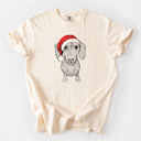 XXL Ivory - Dachshund Santa Dog Breed Comfort Colors T-shirts - 40+ Dog Breeds