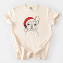 XXL Ivory - French Bulldog 2 Santa Dog Breed Comfort Colors T-shirts - 40+ Dog Breeds