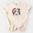 Large Ivory - Border Collie Santa Dog Breed Comfort Colors T-shirts - 40+ Dog Breeds