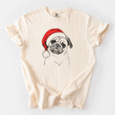 Medium Ivory - Pug Santa Dog Breed Comfort Colors T-shirts - 40+ Dog Breeds