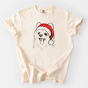 Small Ivory - Pomeranian Santa Dog Breed Comfort Colors T-shirts - 40+ Dog Breeds